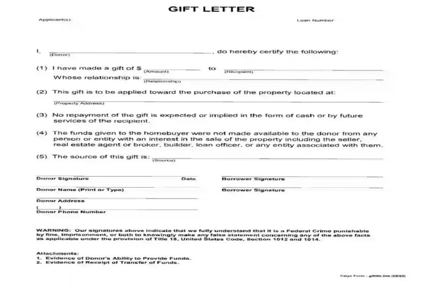 Gift Letter Templates